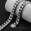 Hip Hop 12mm Spring Buckle Head Stainless Steel Jewelry Cuban Chain Bracelet Silver Jewelry Necklace